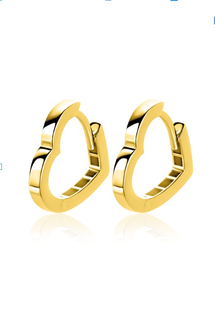 15mm ZINZI Gold 14 krt gouden oorringen in hartvorm met luxe klapsluiting 2mm vierkante buis ZGO574

