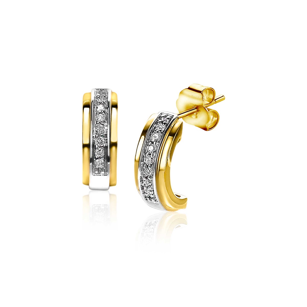 Zinzi Gold 14 karaat gouden oorsieraden diamant wit ZGO90