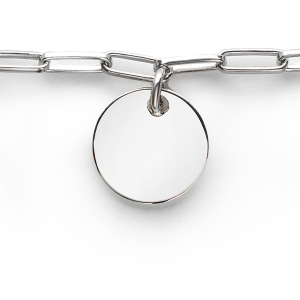 ZINZI zilveren armband paperclip schakel rond plaatje ZIA2166