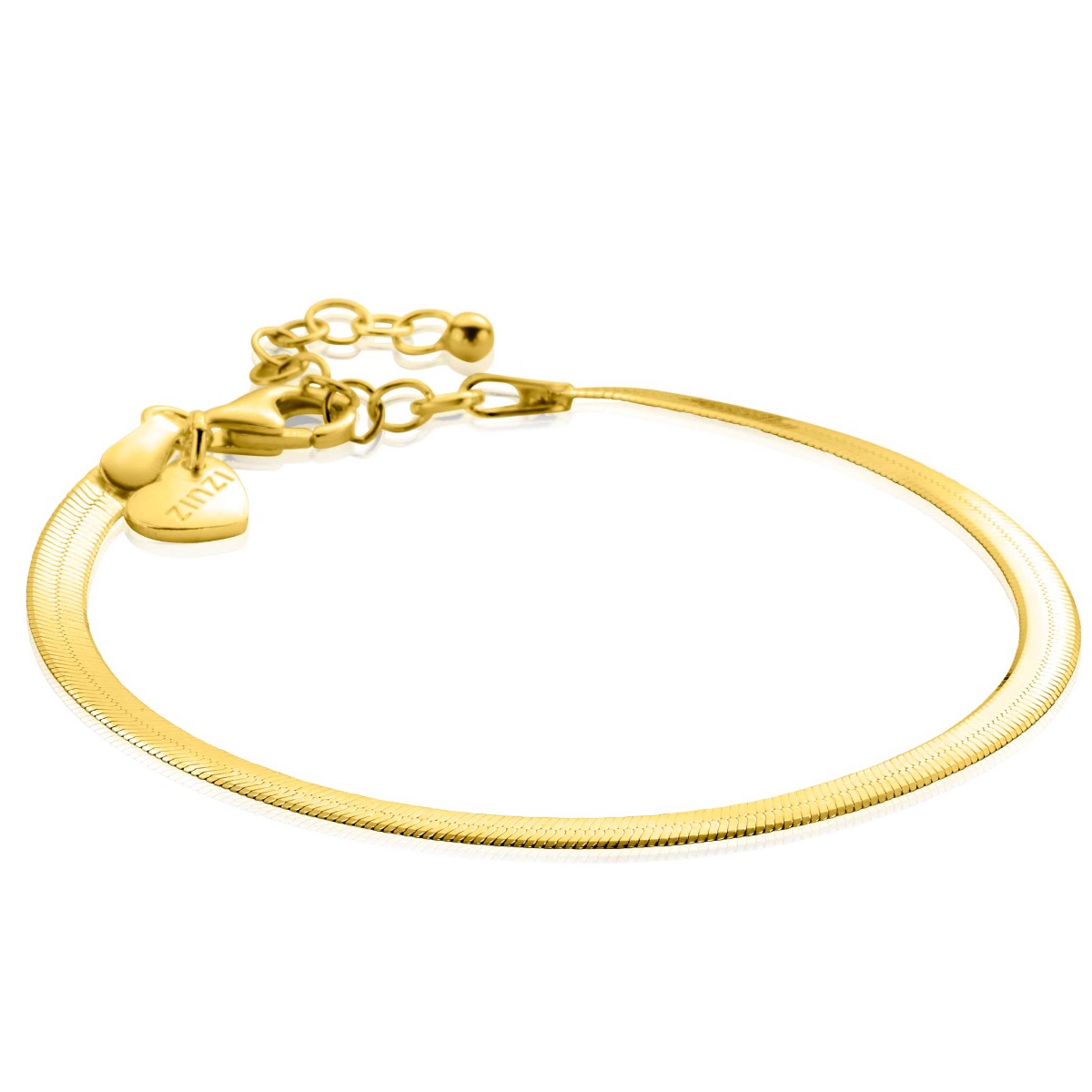 ZINZI gold plated zilveren platte slangen-armband 3,5mm breed ZIA2292G