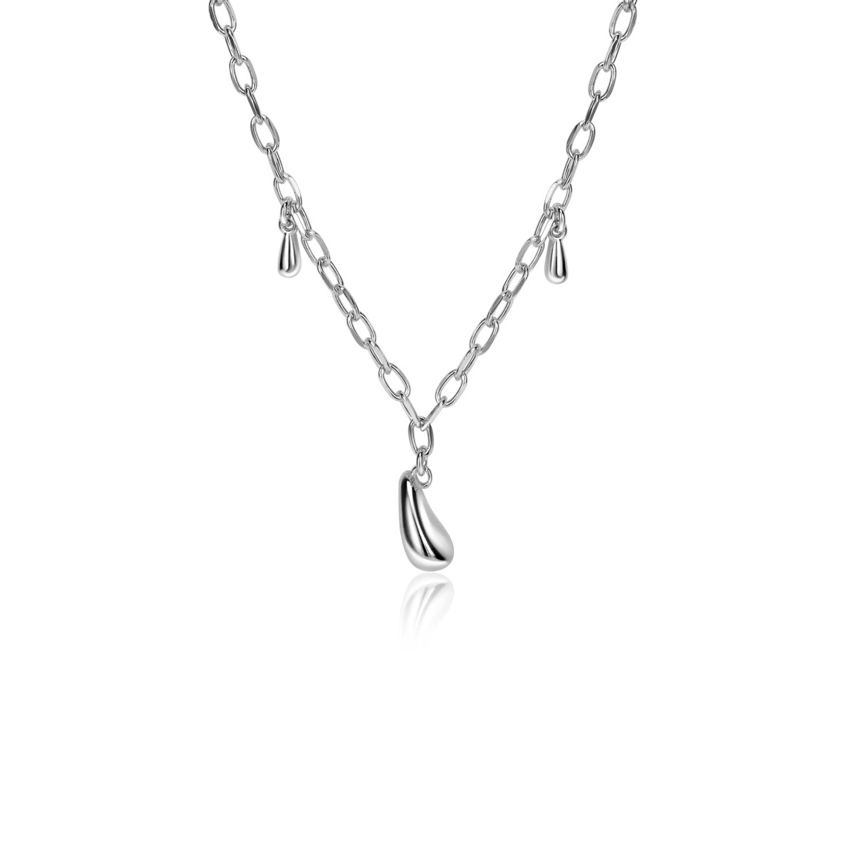 ZINZI zilveren schakel ketting met drie druppelvormige hangers 42-45cm ZIC-BF109