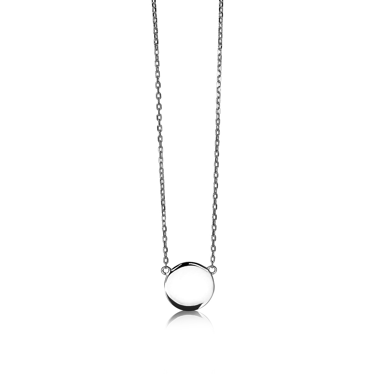 Zinzi zilveren ketting 43cm met rond plaatje 15mm om te graveren ZIC2345