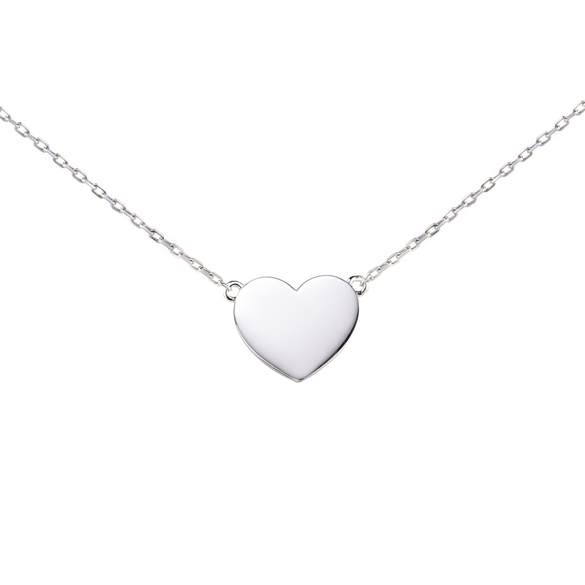 Zinzi zilveren ketting 43cm met hart plaatje 10mm om te graveren ZIC2346