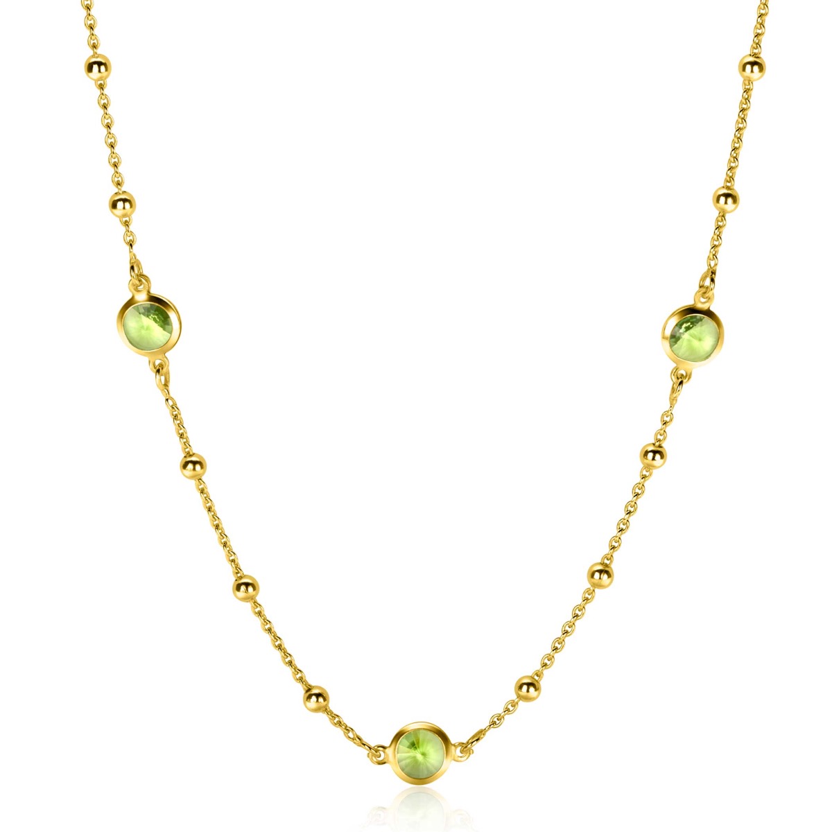 aangrenzend namens methodologie ZINZI gold plated zilveren ketting met bolletjes en rond groen Swarovski crystals 42-45cm ZIC2348 aangrenzend namens methodologie ZINZI gold plated zilveren ketting met bolletjes en rond groen Swarovski crystals 42-45cm ZIC2348