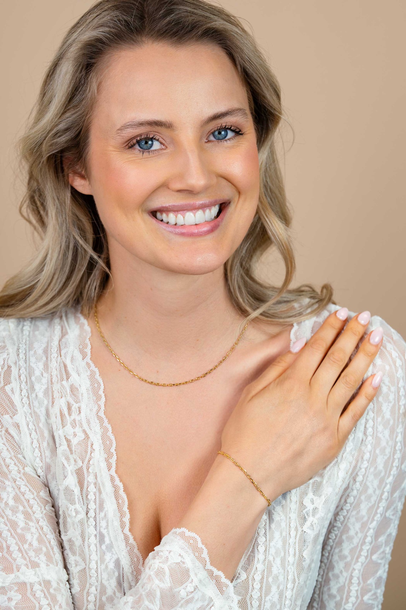 ZINZI gold plated zilveren marine schakel ketting (2,3mm breed) 42-45cm ZIC2841G