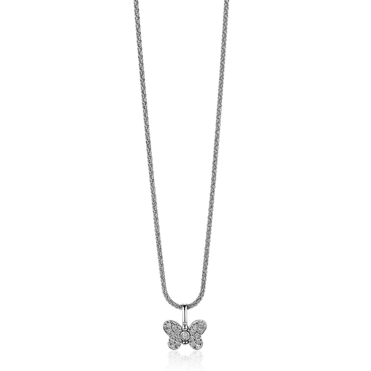 ZINZI zilveren hanger vlinder 11mm, vol bezet met witte zirconia's ZIH-BF48
