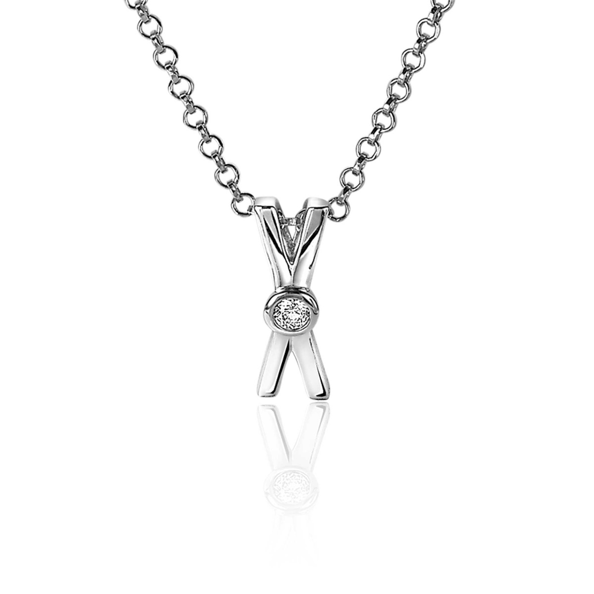 ZINZI zilveren hanger X-vorm witte zirconia ZIH2194 (zonder collier)