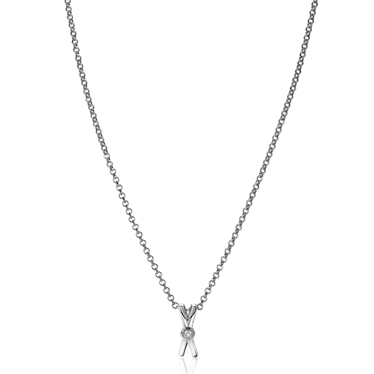 ZINZI zilveren hanger X-vorm witte zirconia ZIH2194 (zonder collier)