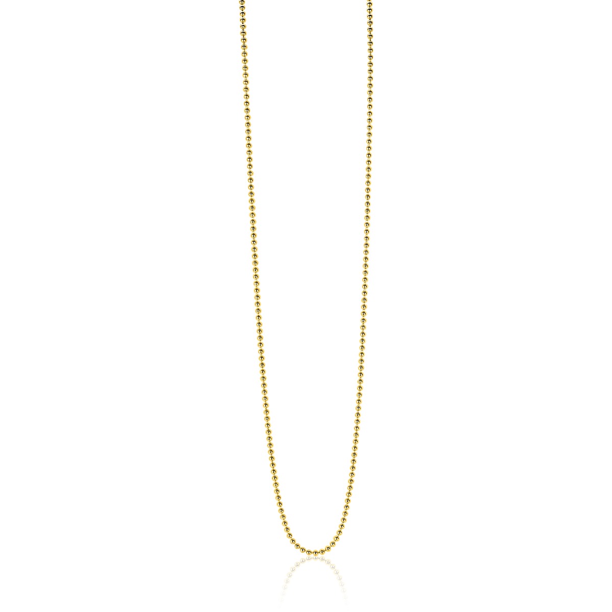 90cm ZINZI zilveren bolletjes ketting gold plated. 0,9mm breed. ZILC-B90G