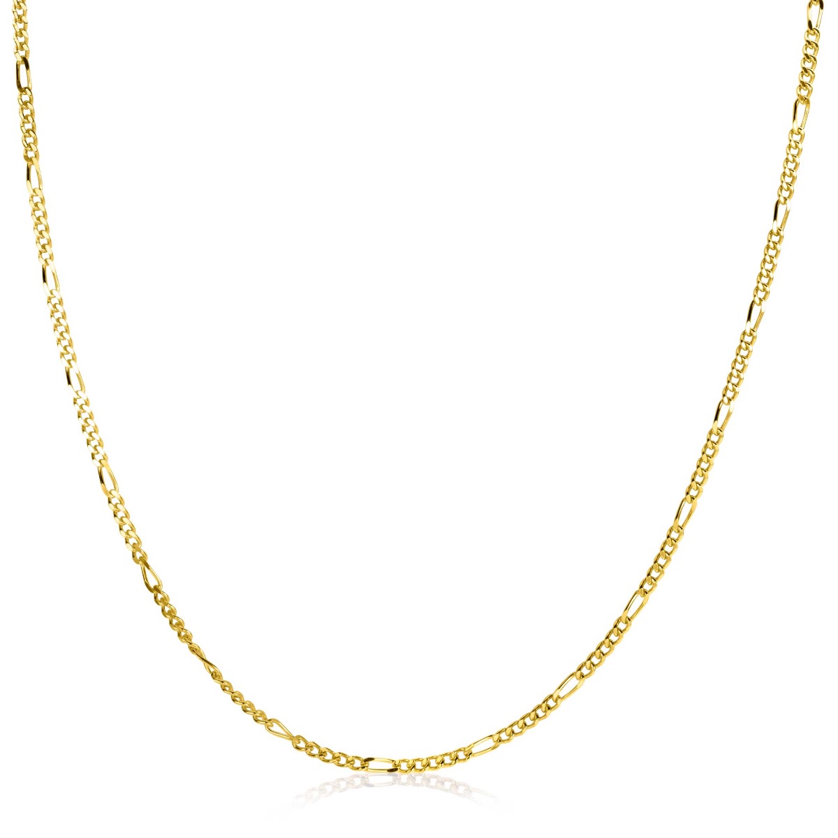 70cm ZINZI gold plated zilveren figaro ketting ZILC-F70G