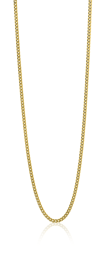 60cm ZINZI zilveren gourmet ketting gold plated. ZILC-G60G