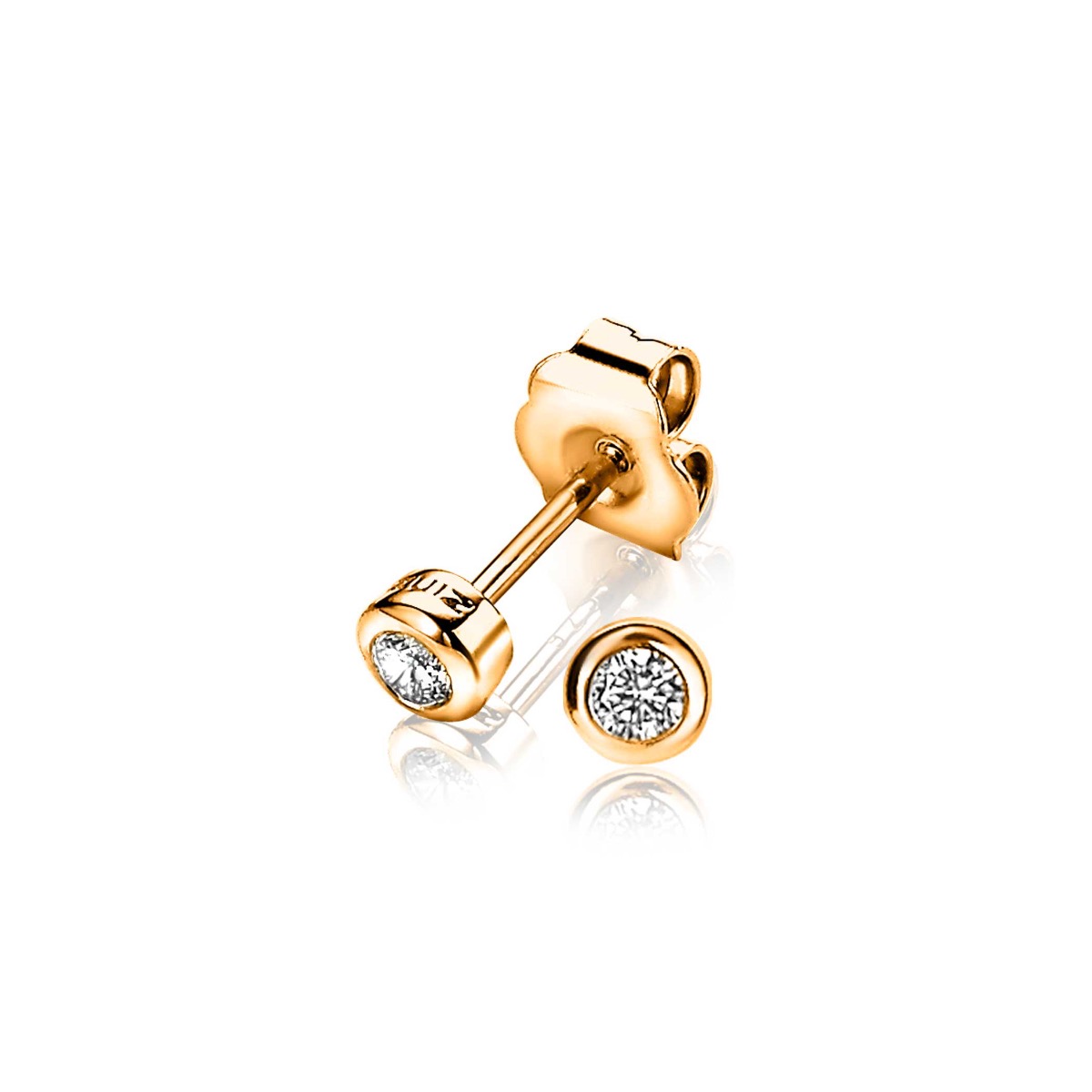 Zinzi zilveren oorknoppen 14K rosé verguld rond 4mm wit ZIO1177R