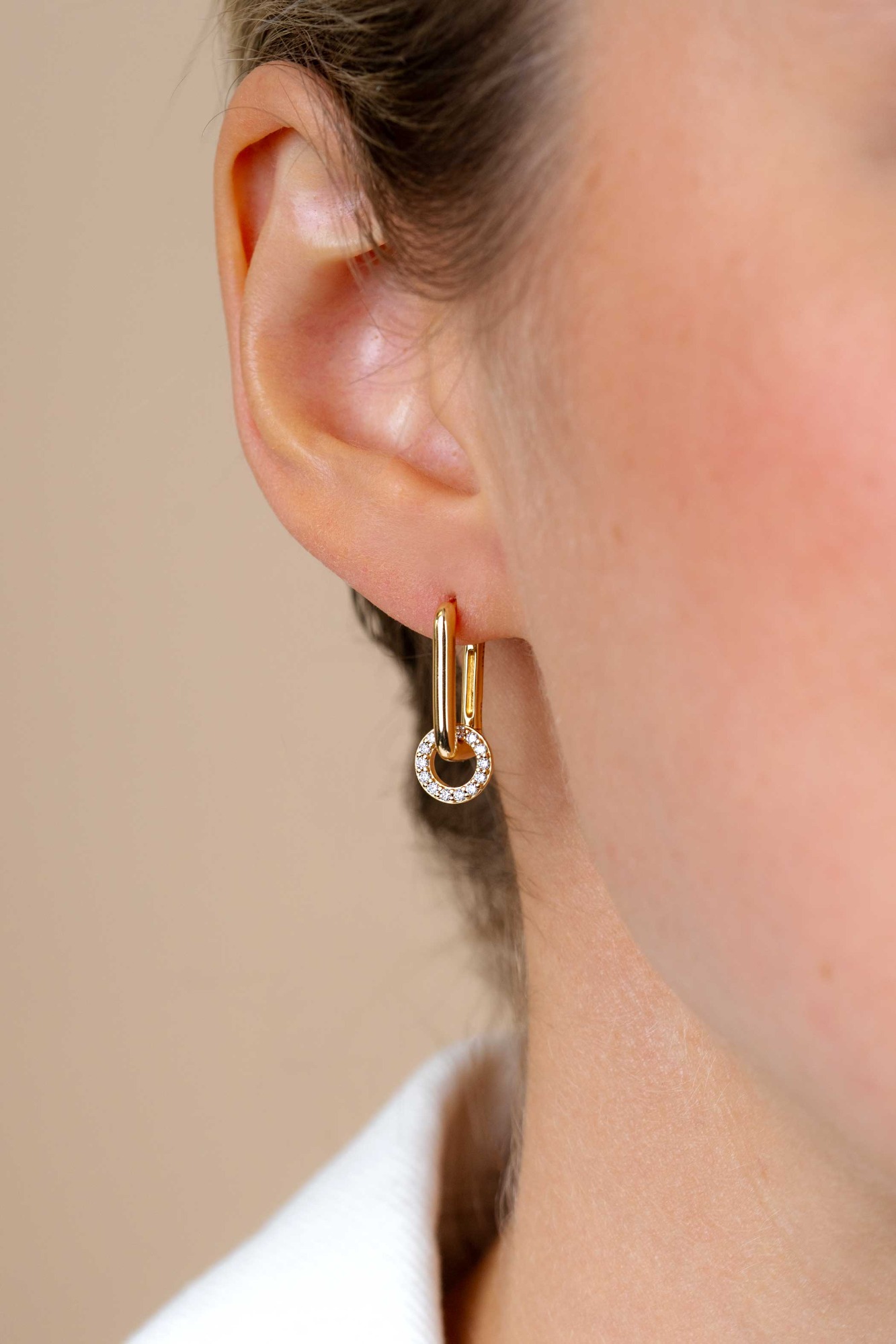 ZINZI zilveren luxe oorringen 14K geel verguld 15x2mm ovale vorm ZIO2221G